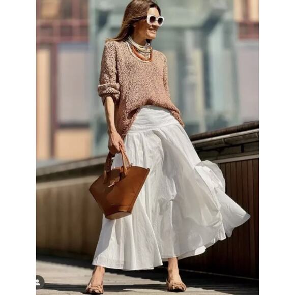 Zara Dresses & Skirts - ZARA White 100 % Cotton fully lined Maxi Skirt Sz M